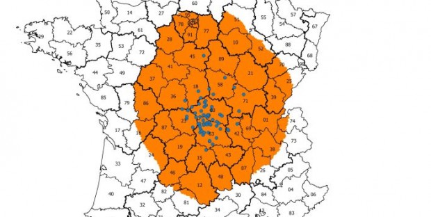 Carte des zones réglementées pour la fièvre catarrhale ovine au 29 octobre 2015